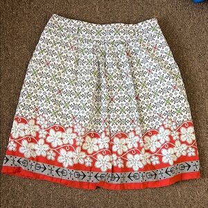 Floral Patterned Skirt with Red Accents